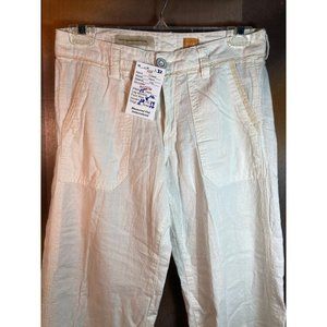 PILCRO and the Letterpress Straight Leg Linen‎ Crop Pants Mid Rise White Size 8